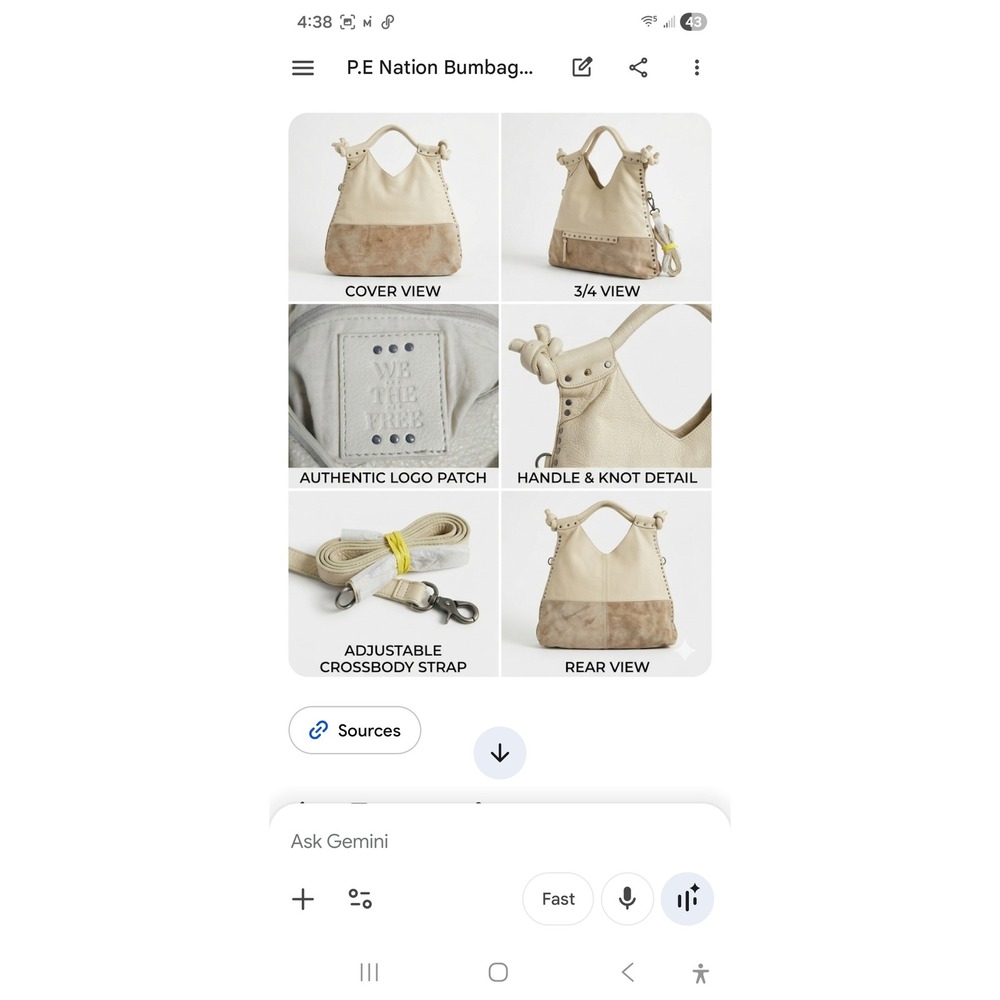 Free People We The Free Valencia Studded Leather Tote Bag Cream Tan Slouchy Hobo